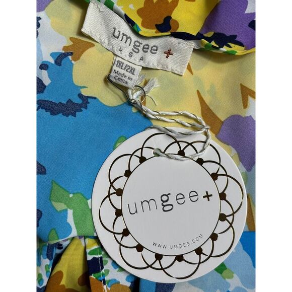 Umgee Colorful Floral Open Front Kimono Top Womens 1XL/2XL Blue Yellow Pink NEW - Picture 3 of 7